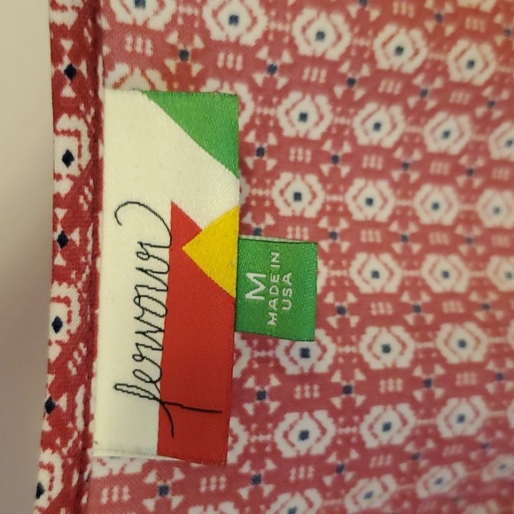 Vintage Fervour long sleeve dress. Red, white, navy blue pattern. Boho. Size M. - Picture 3 of 13